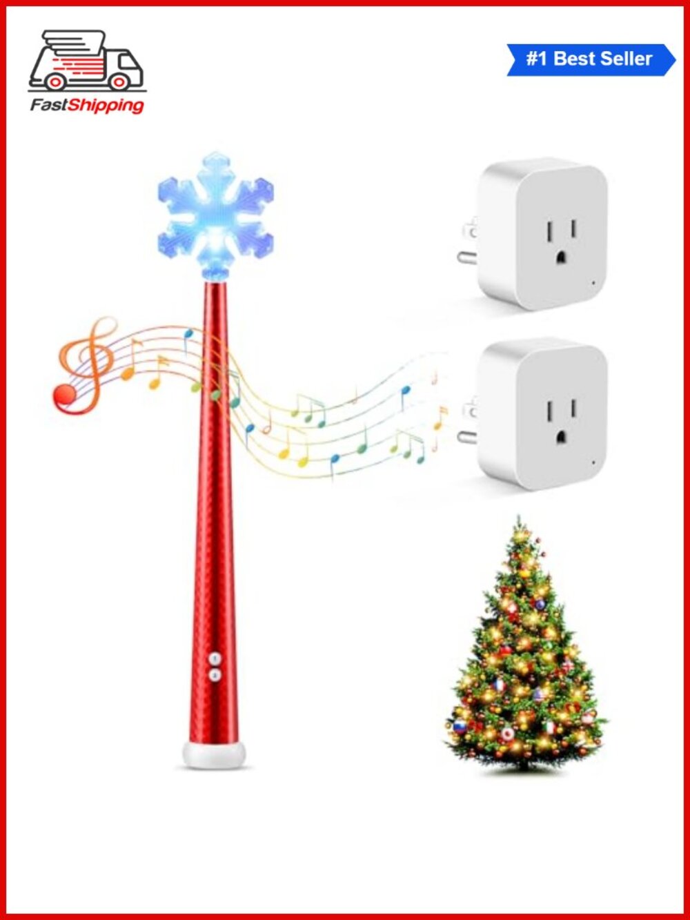 🎅 Magic Light Wand Christmas Remote Outlet Kit Music 100ft RF Control